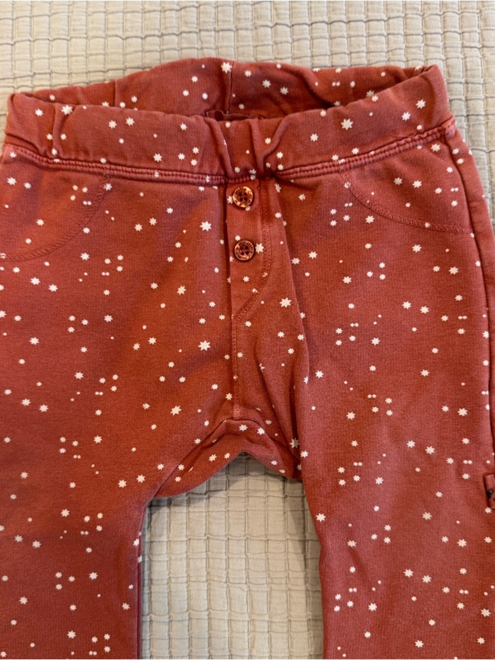 My Little Cozmo Orange Baby Joggers with White Star Print - 9-12 months - Picture 2 of 6
